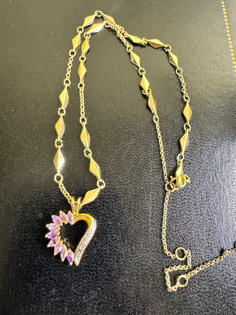 925 sterling Amethyst Vintage Heart Pendant Necklace